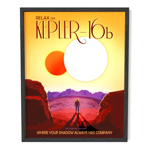 HAUS AND HUES Kepler 16b Space Posters for Room, Nasa JPL Posters Space Decor, Visions of the Future Poster Dorm Vintage Space Wall Art, Retro Futurism Art, Scifi Kepler (Unframed 16x20)