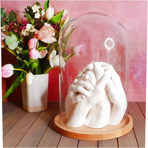 The Edinburgh Casting Studio Edinburgh Ultimate Family Hand Casting Kit for Four with Glass Dome Bundle - Heirloom Stone Statue - The Choice of A List Celebs, Royalty & Wealthy Families - Exquisite Lifelike Detail and Sculpture