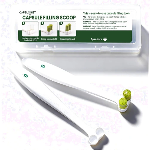CAPSLogist Capsule Filling Spoon Set of 2, Lab Scoop Filling, Herb Powder Tool for Capsule Filler Pill Maker, Fit Empty Capsules Size 0