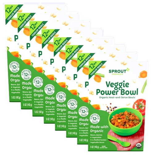 Sprout Organic Baby Food, Toddler Meals, Mediterranean Veggie Power Bowl with Beans & Quinoa, 5 Oz Bowl (8 Count)