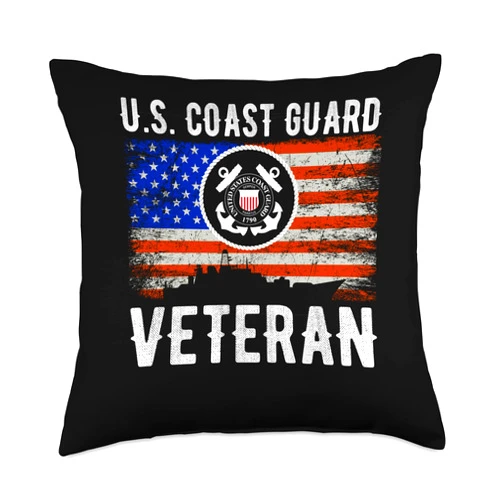 Enjoying A Military Employed In Guarding A Coast U.S Veteran Forces Coast Guard Throw Pillow, 18x18, Multicolor