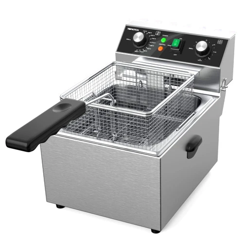 TOPKITCH Electric Deep fryer Stainless Steel with Basket & Lid Capacity 10L(10.5QT) Countertop Fryers for Home Kitchen and Restaurant with 60 Minute Timer, 1800 Watts, 120V