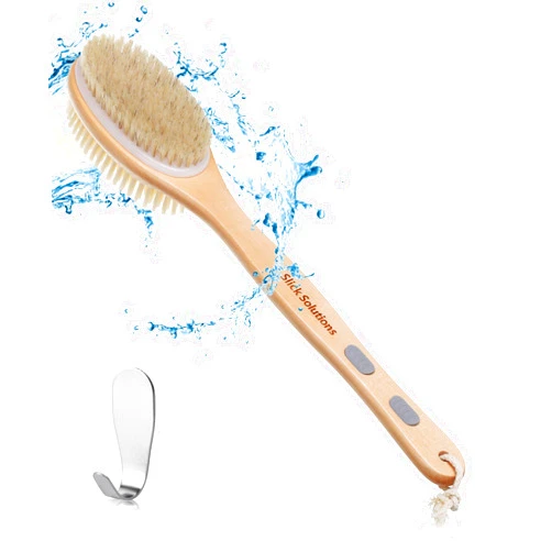 Slick Solutions Slick- Shower Brush, Double Sided Shower Brush, Back Scrubber, Bath Brush, Back Brush, Back Brush Long Handle for Shower, Shower Brushes for Your Back, Bath Brush Long Handle for Shower