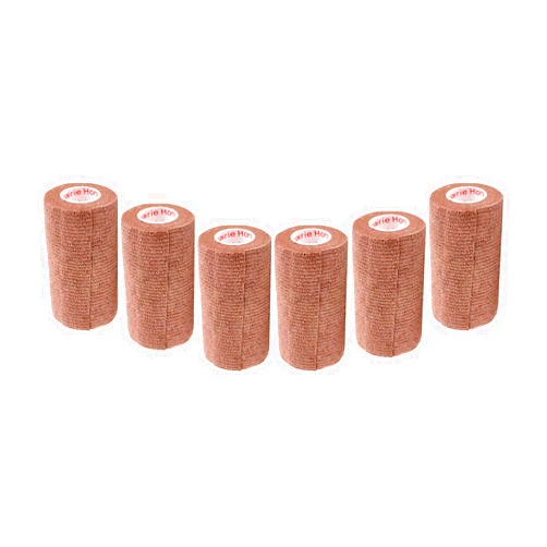 Prairie Horse Supply 3 Inch Vet Wrap Tape Bulk (Brown) (Pack of 6) Self Adhesive Adherent Adhering Flex Bandage Grip Roll for Dog Cat Pet Horse