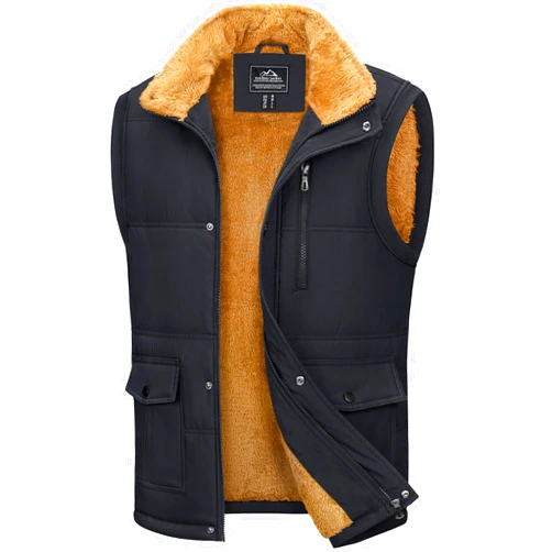 MAGCOMSEN Mens Winter Vests Outerwear Fleece Lined Puffer Vest Warm Casual Quilted Vest Bubble Sherpa Vest Jacket