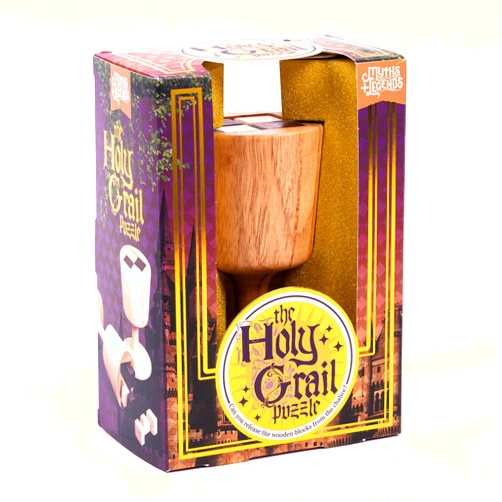Professor Puzzle: Holy Grail Puzzle - 3D Wooden Relic Brainteaser, Release The Blocks from The Chalice, Sequence Challenge, Myths & Legends Collection
