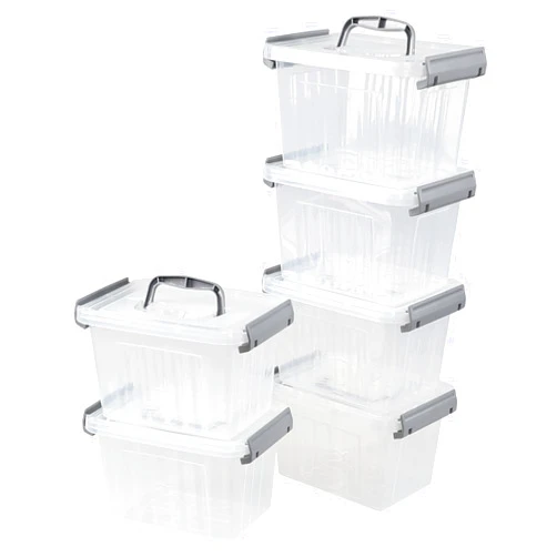 Afromy 6-Pack 3 Quart Storage Bins, Small Plastic Storage Container, Stackable Organizing Box with Lid/Handle, Clear