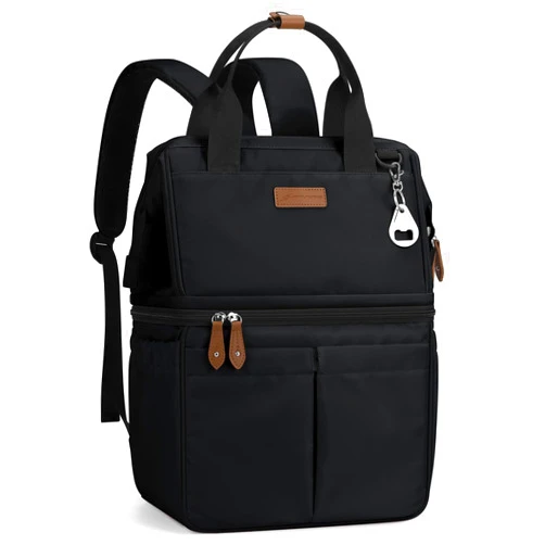 Maelstrom Cooler Backpack, 36 Cans Insulated Backpack Cooler, Soft Leakproof Double Deck Cooler Bag, Lightweight Lunch Backpack for Men & Women,Perfect for Beach Travel, Camping & Work-Black