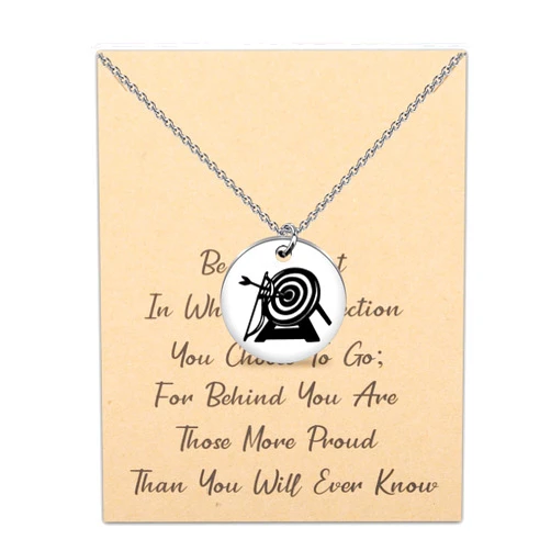 LQRI Archery Target Necklace Archer Gift Bow Hunting Gift Archery Coach Gift Archery Competition Jewelry