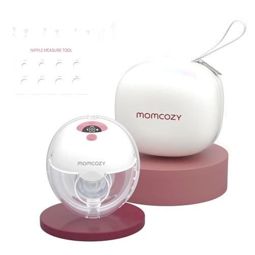 Momcozy Breast Pump Hands Free M5, Wearable Breast Pump of Baby Mouth Double-Sealed Flange with 3 Modes & 9 Levels, Electric Breast Pump Portable - 24mm, 1 Pack Cozy Red