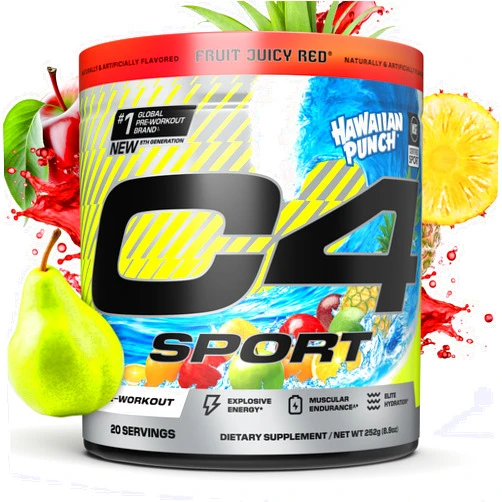 Cellucor C4 Sport Pre Workout Powder - NSF Certified for Sport - Elite Hydration - 200mg Caffeine + Creatine + Beta-Alanine - Electrolytes and Energy Supplement - Hawaiian Punch, 20 Servings