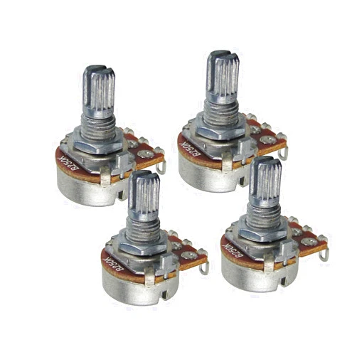 FLEOR 4pcs Small Size B250K Guitar Pots Knurled Split Shaft Potentiometers Linear Taper