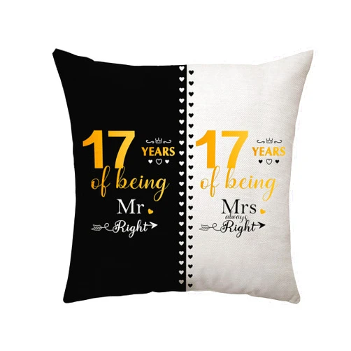 Aconesong 17 Years of Marriage Gifts for Husband Wife Best Anniversary Keepsake Gifts for Couples Unique Mr and Mrs Pillow Case 17th Anniversary Wedding Gift for Her Him Marriage Decoration (17th)