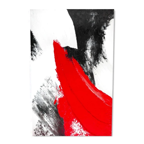 YPY Red Abstract Canvas Wall Art: Modern Minimalist Black and White Picture Hand Paint Textured Oil Painting Poster for Living Room Bedroom Bathroom Office Home Wall Decor 16x24