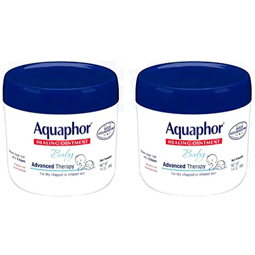 Aquaphor Baby Healing Ointment - Advance Therapy for Diaper Rash, Chapped Cheeks and Minor Scrapes - 14 Oz Jar, 2 Count
