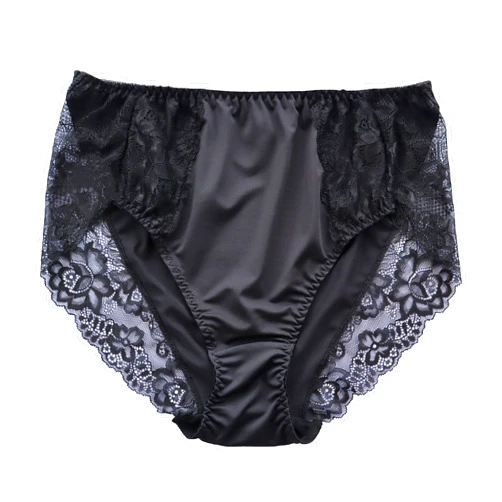 Lasricas Women's Plus Size Briefs Hi Cut Full Brief Panty Lace Trimmed Milk Protein Fiber Underwear