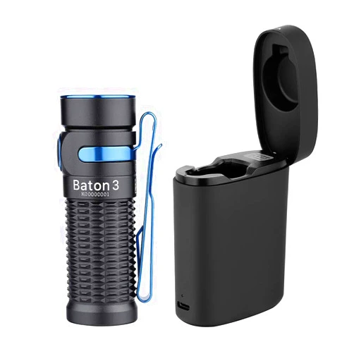 OLIGHT Baton3 Premium Edition 1200 Lumens Compact LED Flashlight Powered by a Single Rechargeable Battery, with Charging Box, Black