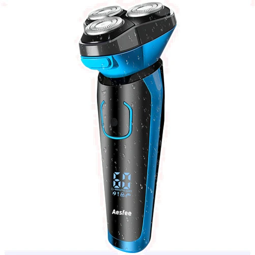 Aesfee Electric Shaver for Men Waterproof Wet and Dry, Men's Electric Razor Cordless Rechargeable 3D Rotary Electric Shaving Razors with Pop-up Trimmer, LCD Display, Travel Lock