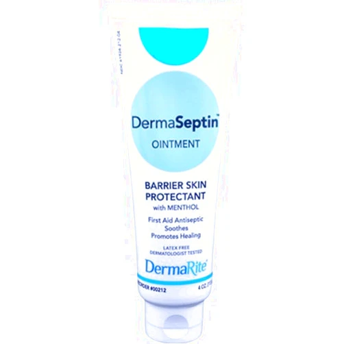 DermaRite DermaSeptin Skin Protectant Ointment - 4 Oz - Barrier Cream with Cooling Methanol, Zinc and Calamine - Heals, Soothes and Protects