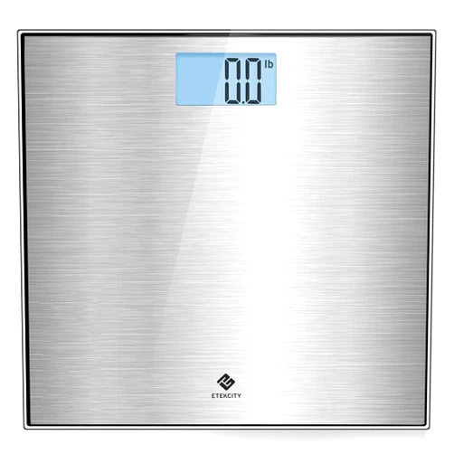 Etekcity Stainless Steel Digital Body Weight Bathroom Scale Step-On Technology Large Blue LCD Backlight Display, 400 Pounds , Grey, 12x12 Inch (Pack of 1)