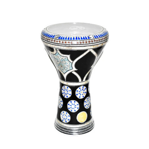 FAMA.store New Gawharet El Fan Drum Darbuka tabla doumbek 17/17.5 inch inlaid mother of pearl with free bag (Night Blossom)