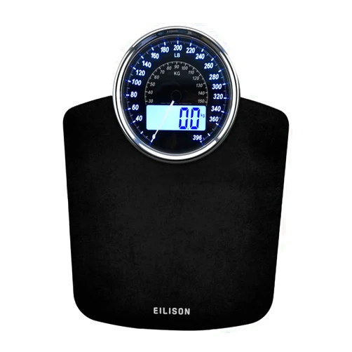 EILISON Highly Advance 2-in-1 Digital & Analog Weighing Scale for Body Weight-400lbs, 4 High Precison GX Sensor Accurate, Thick Tempered Glass, Extra Large Display (Black)