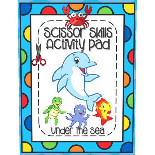 Outside the Lines Publishing Scissors Skills Activity Pad Under The Sea: Scissors Skills Workbook with Sea Creatures for cutting practice suitable for Pre-Schoolers and Kindergarten Kids (Scissor Skills Activity Pad)