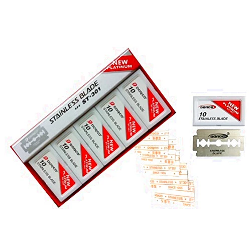 Dorco Double Edge Razor platinum stainless Blades Red ST 301- Stainless (1 Box = 100 Blades)