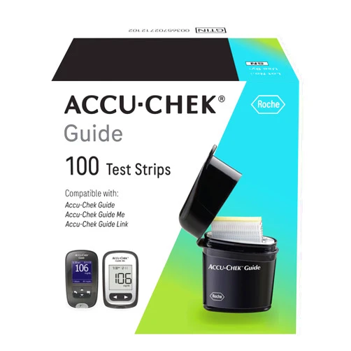 Accu-Chek Guide Glucose Test Strips for Diabetic Blood Sugar Testing (Pack of 100)