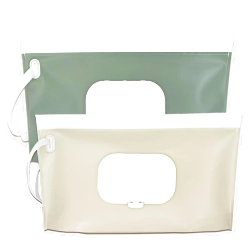Eoscasely Wipe Dispenser,2-Pack Portable Refillable Wipe Container,Reusable Travel Baby Wipes Dispenser, Waterproof and Dustproof(Sage Green & Cream)