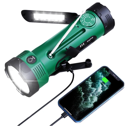 PPLEE Emergency Solar Hand Crank Radio with 5 LED Flashlight for Survival, NOAA/AM/FM Weather Alert Radio with Reading Lamp,Battery Operated,Portable Power Bank for Phone Charging,SOS Mode for Help