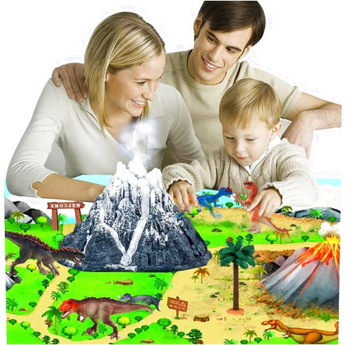 Shouldbuy Erupting Volcano Model Dinosaur Toys with Mat & Trees,Dinosaur Playset Science Kit for Kids 3-5