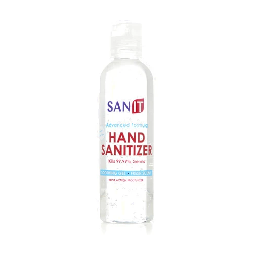 Sanit Moisturizing Hand Sanitizer Gel 70% Alcohol, with Pump - Kills 99.99% Germs, Advanced Formula with Vitamin E and Aloe Vera - Soothing Gel, Fresh Scent, Made in USA - 4 oz
