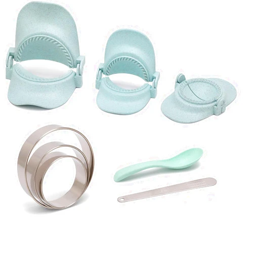 Vensp Dumpling Maker,Empanadas Press Set,Empanada Maker Set in 3 Sizes with Dough Cutter&Stuffing Spoon,Pierogi Maker for Making Pot Stickers,Wontons,Dumplings,Empanada Postries(Blue)
