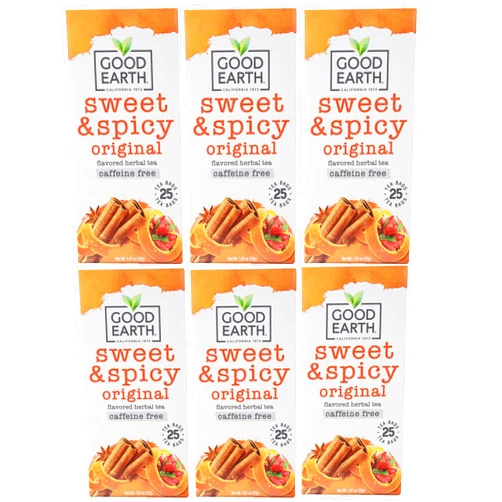 Good Earth Tea Co. Good Earth Sweat & Spicy Caffeine Free Herbal Tea - 6 Pack w/ 25 Tea Bags per Box