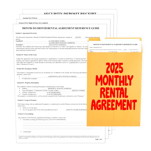 Zastic! Month to Month Rental Agreement Forms Kit - Comprehensive Monthly Lease Agreement for Rental Property - Includes Reference Guide & 3 Blank Monthly Rental Lease Agreements Forms