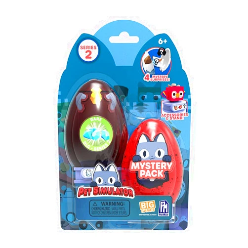 Pet Simulator - Mystery Pet Minifigures 2-Pack (Two Mystery Eggs & Figures w/Accessories & Stands, Series 1) [Includes DLC]