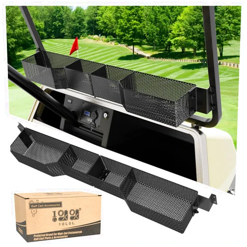 10L0L Golf Cart Front Inner Basket for EZGO TXT & RXV, Dash Storage Box Metal Mesh Tray Organizer