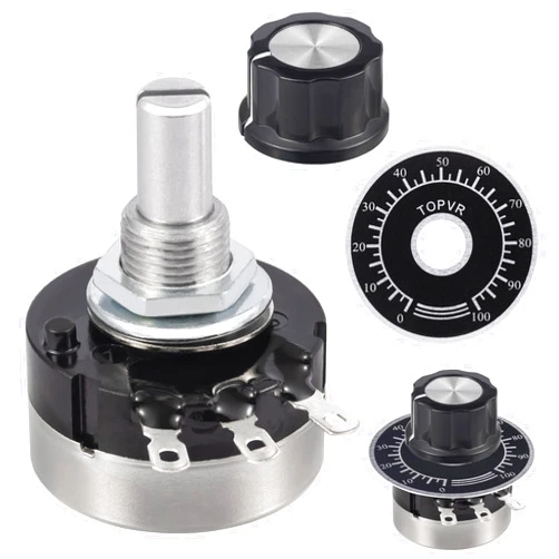 ALLECIN RV24YN20S B103 10K Potentiometer 10000 Ohm Single Turn Rotary Film Carbon Potentometers wtih 2pcs A03 Knob and 2pcs Dials (Pack of 6Pcs)