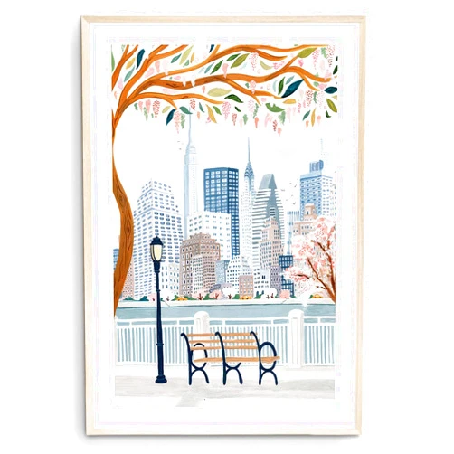 Nationcog New York Art Print, NYC Poster, NYC Skyline, America Art Print, New York Poster, New York Gift, New York Decor, Travel Poster, Housewarming Gift (Unframed) (12x18)