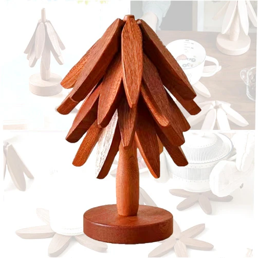 Yuloron Treevet - Treevet Coaster, Treevet Coaster Set, Tree Coasters, Wooden Tree Coasters, Wood Tree Coasters, Tree Wooden Coasters, Tree Trivet Set,Foldable Tree Trivet (Brown-4Pcs)