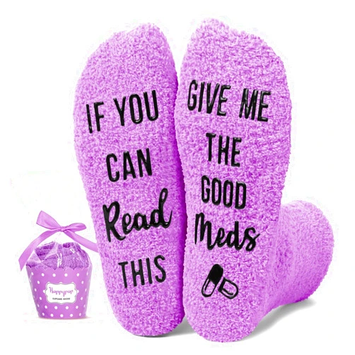 HAPPYPOP Get Well Soon Socks Surgeon Recovery Socks - Get Well Soon Gifts After Surgery Gifts Gifts For Someone Who Is Sick in Purple