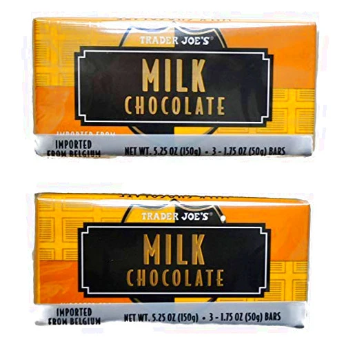 TJ's Trader Joe's Belgian Milk Chocolate Bars, 1.75 oz (2 Packs of 3)-SET OF 3