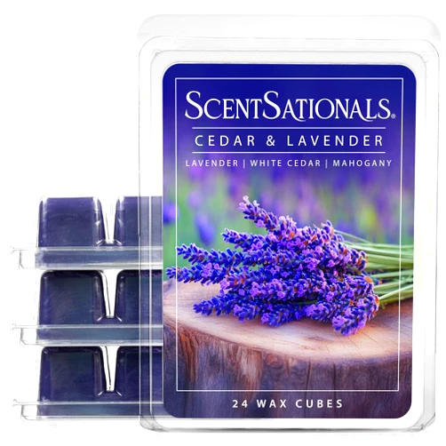 Scentsationals Wax Melts, Wax Cubes Strong Scent - Cedar and Lavender - Long Lasting Scented for Warmer, 10oz (24-Cubes)