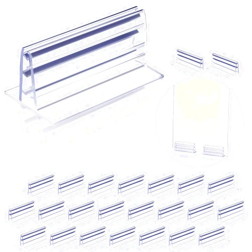 Zonon 24 Pieces Self Adhesive Sneeze Holder, Acrylic Panels Plates Holder Glass Sign Stands, Desk Dividers Privacy for Students, 3 x 1.6 Inch (L x H), 0.04 to 0.2 Inch Thick