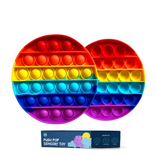Lyft Livin Teethers Push Pop SiliconeToys for Babies Toddlers |Adults| Relief Sensory Poppers Fidget Helps Improve Motor Skill Memory & Autism for Preschool Crawling Baby Kids - Rainbow Circle