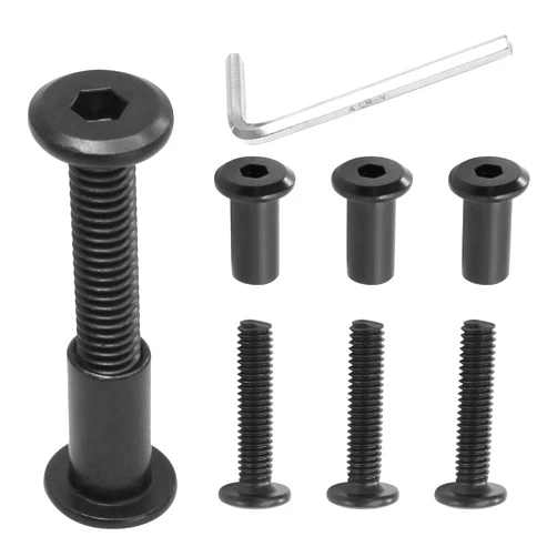 Biaungdo 15 Sets M6x25mm Hex Drive Socket Cap Bolt, Black Furniture Joint Connector Bolts Cap Nuts M6 Binding Post Countersunk Screw Barrel Nuts Assortment Kit with Allen Wrench for Furniture, Belt