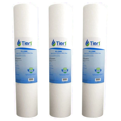 Tier1 5 Micron 20 Inch x 4.5 Inch | 3-Pack Spun Wound Polypropylene Whole House Sediment Water Filter Replacement Cartridge | Compatible with Pentek DGD-5005-20, SDC-45-2005, Home Water Filter