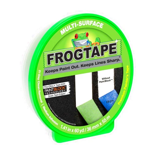 FrogTape Multi-Surface Painters Tape with PAINTBLOCK, 1.5 Inch Wide (1.41 In. x 60 Yds), Medium Adhesion, Green, 1 Roll (1358465)