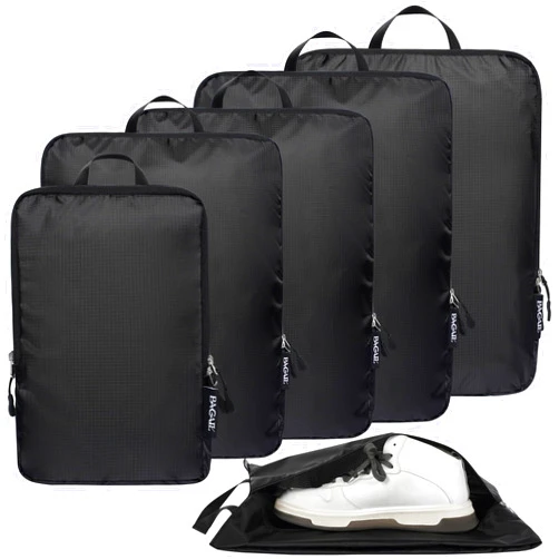 BAGAIL 4 Set/6 Set Ultralight Compression Packing Cubes Packing Organizer for Travel Accessories Luggage Suitcase Backpack(70D 6Set Black)